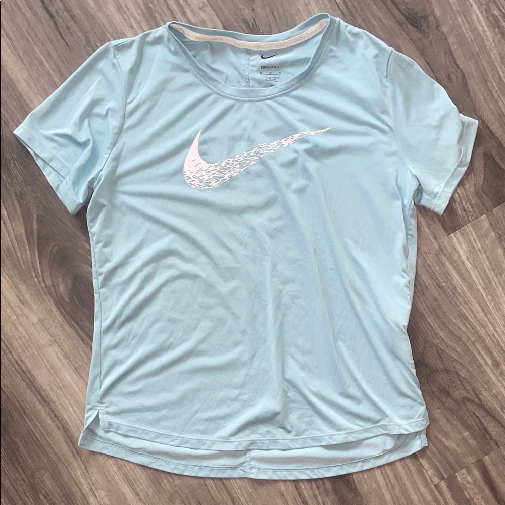 Nike Light Blue Dri-FIT Short Sleeve Tee with White Swoosh
